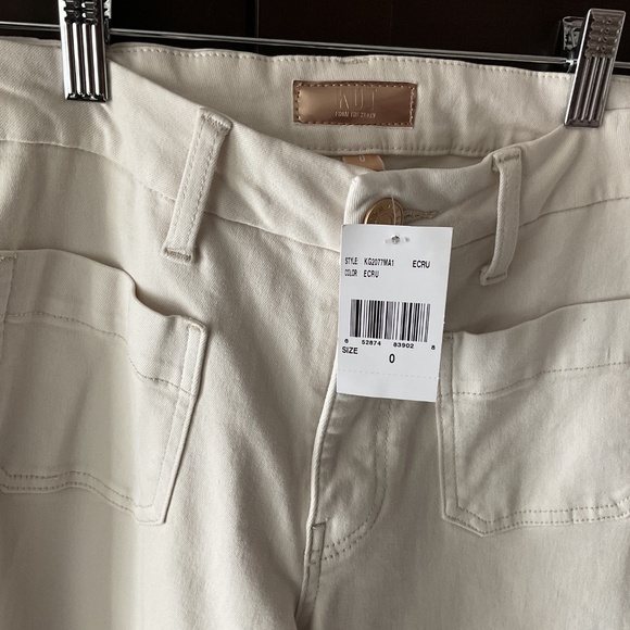 Kut from the Kloth Charlotte High Rise Cropped Wide Leg Ecru SIZE 0 - Picture 2 of 4